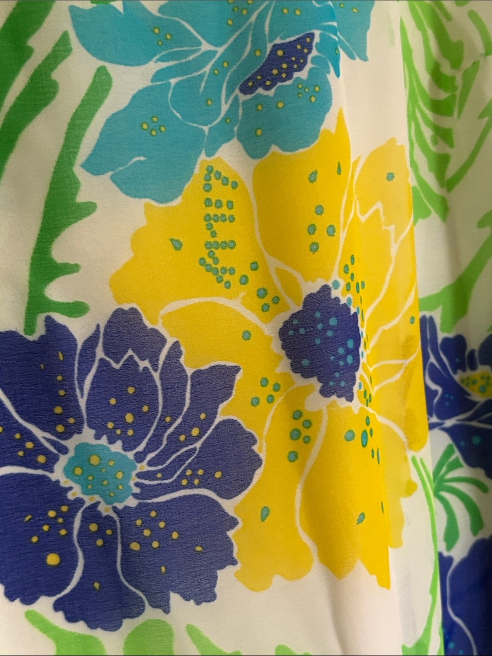 Vintage Lilly Pulitzer A-Line Sleeveless Yellow, Blue & Green Floral Dress - Picture 4 of 4